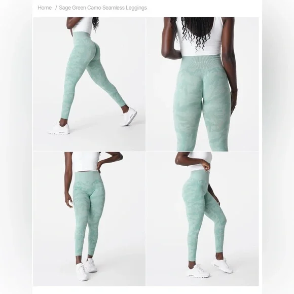NVGTN Sage Green Camo High Waisted Leggings - Picture 2 of 5